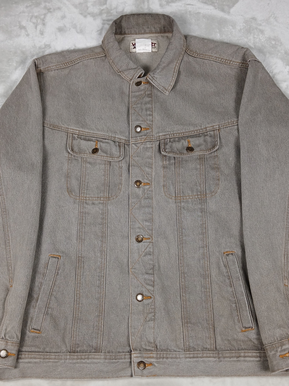 Vintage Wrangler Rugged Wear Denim Trucker Jacket 2XT Men's Gray 2XL Tall